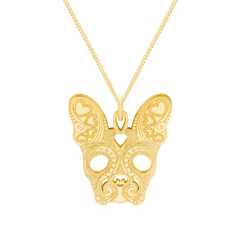 Small Gold French Bulldog Pendant Necklace image