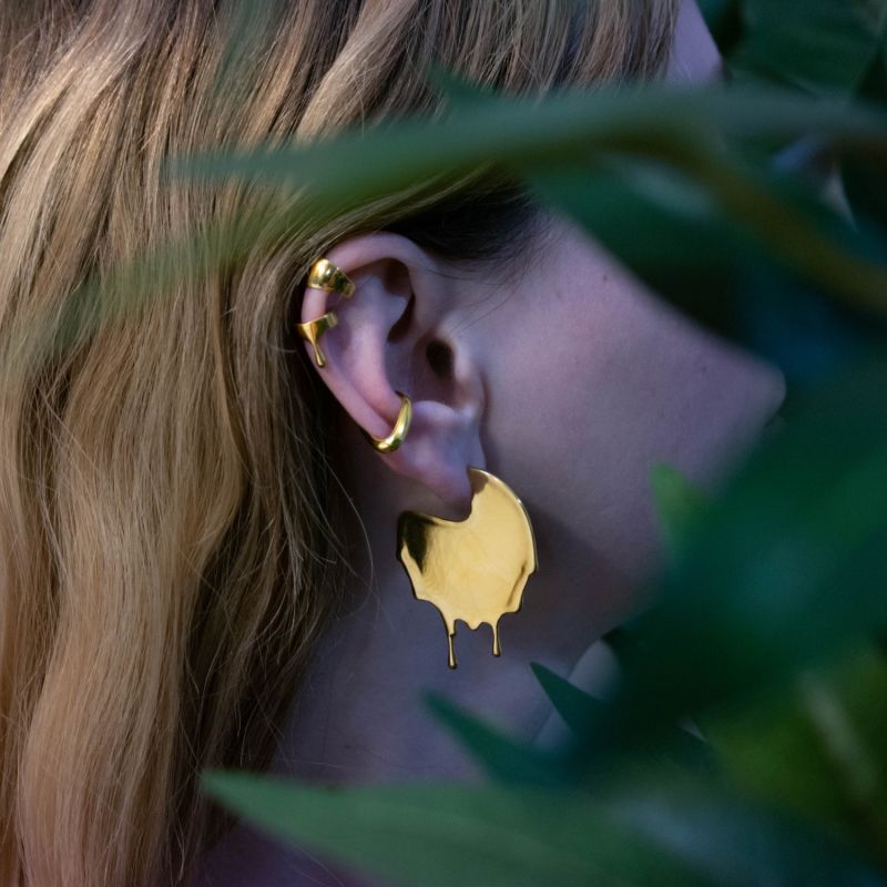 Dripping Disk Gold Vermeil Earrings image