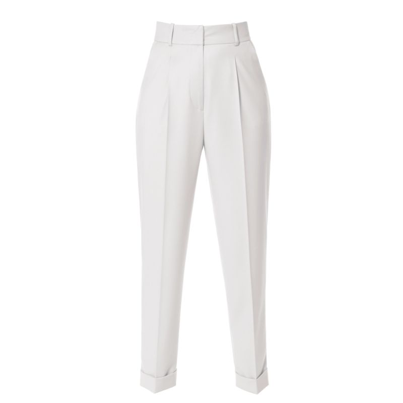 Kelly Aesthetic White Tailored Trousers With Cuffs AGGI by HALEWSKI — free download