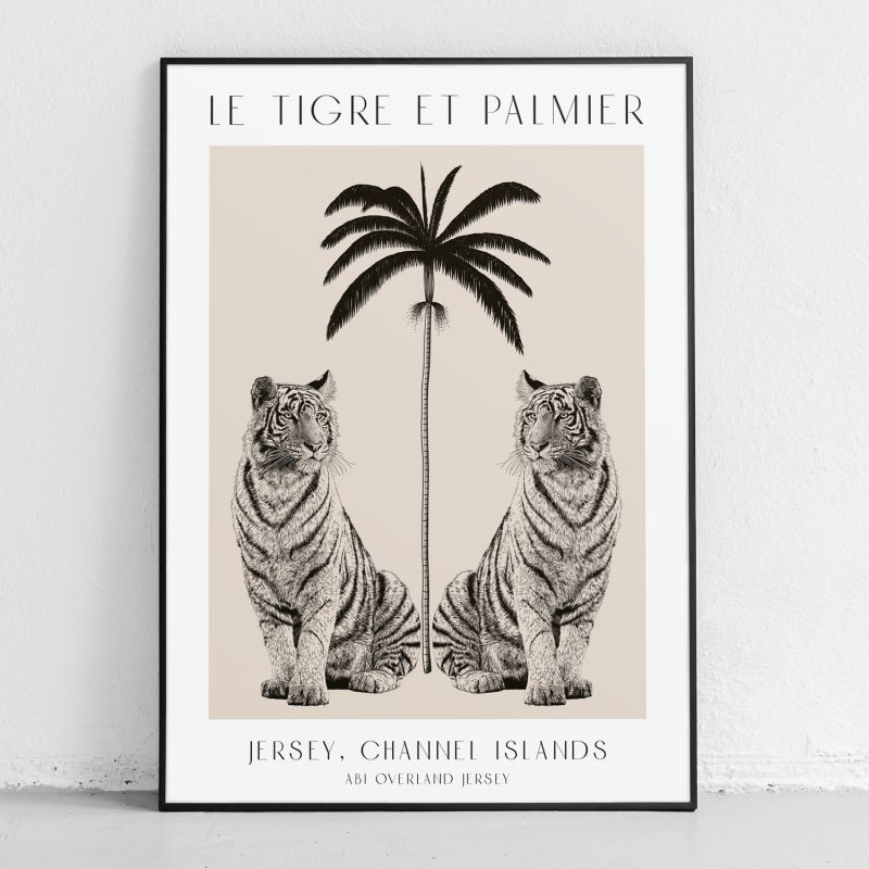 Le Tigre Et Palmier - A3 Fine Art Print image