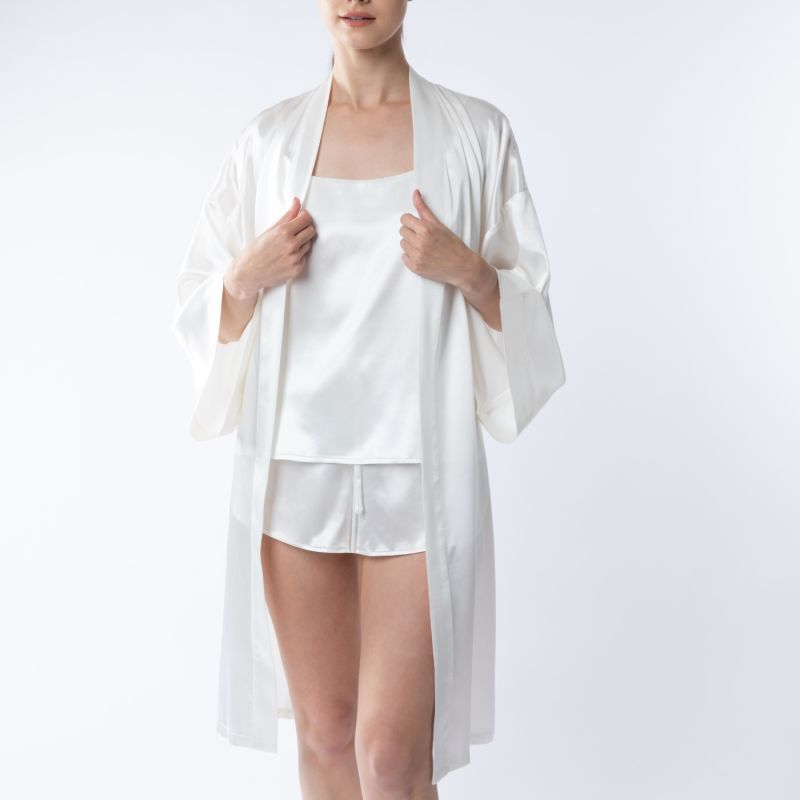 Silk Cami & Shorts Pyjama Set - White image