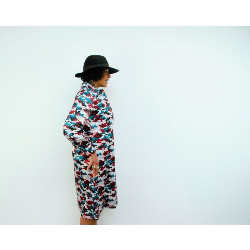 Elama - Sunset Camo Print Long Sleeve Shirt Dress image