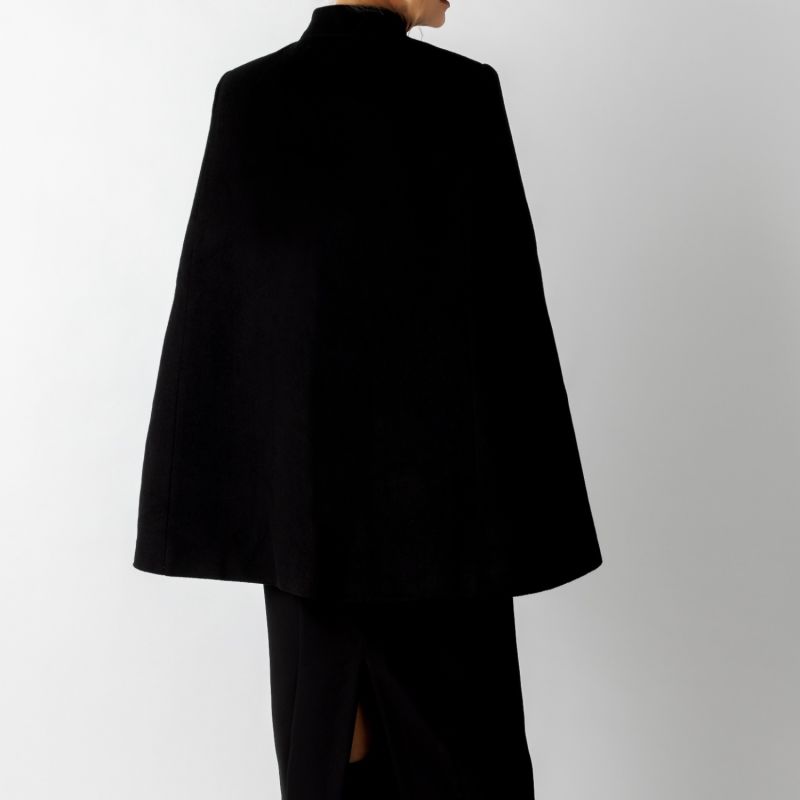 Laines Couture Wool Blend Cape With Embellished Greek Bust | LAINES ...