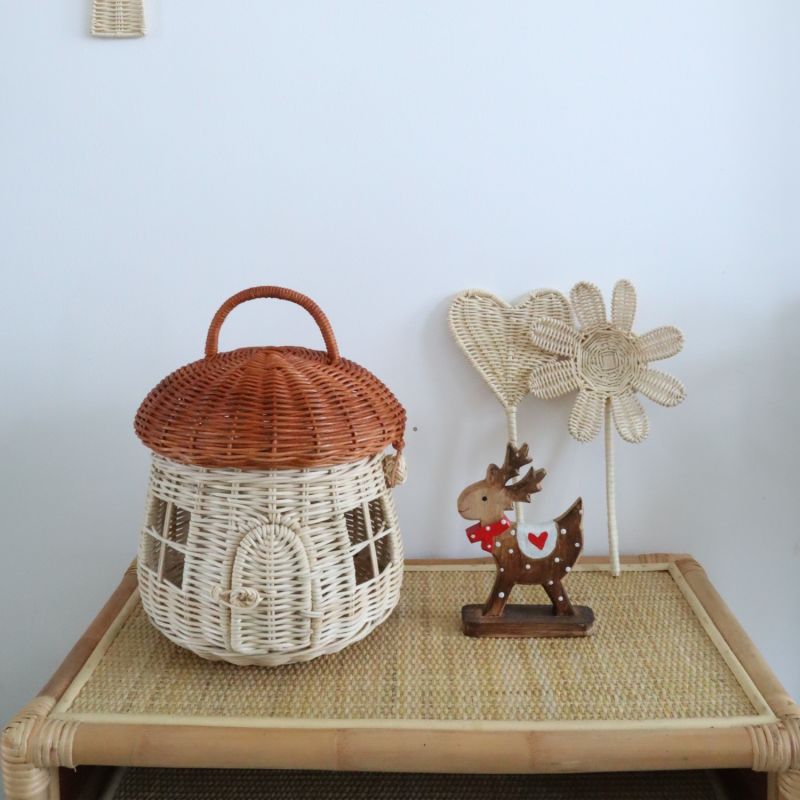 Valentina Rattan Mushroom House Basket Bag image