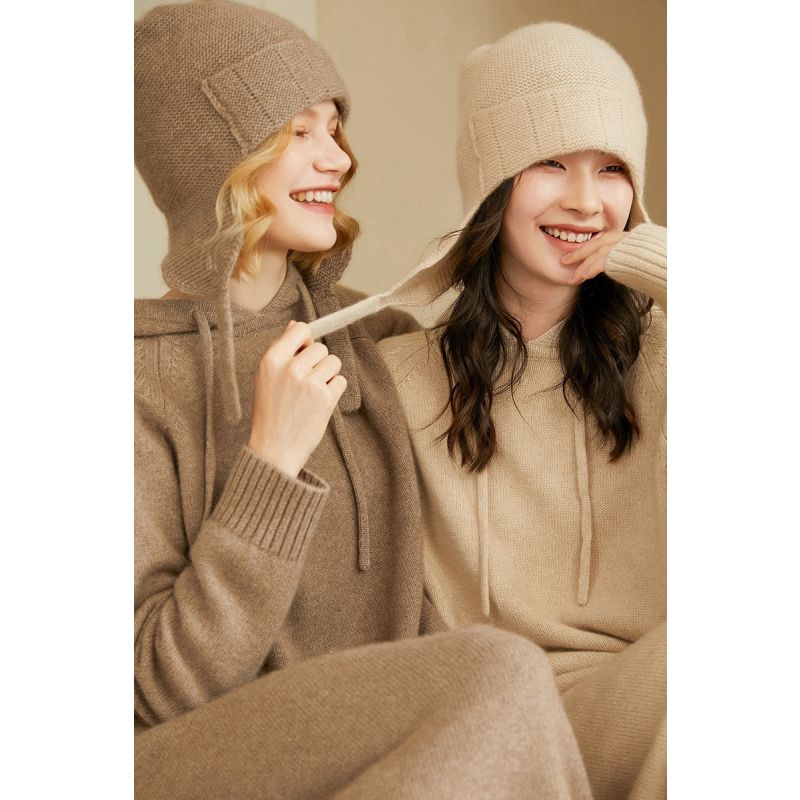 Cashmere Earflap Beanie - Brown image