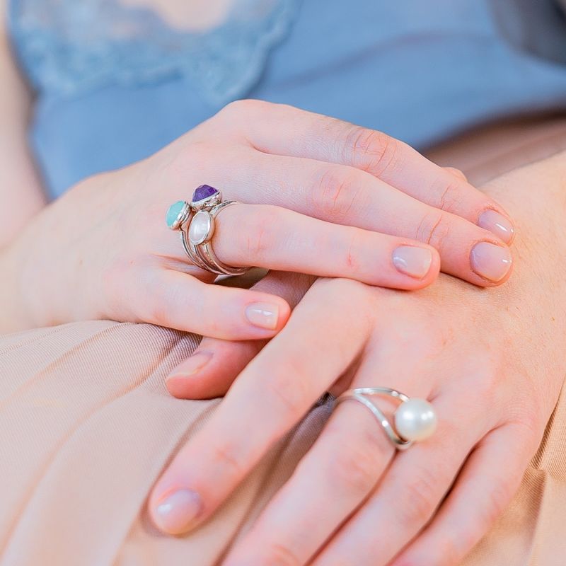 Sterling Silver Ring Aqua Chalcedony image