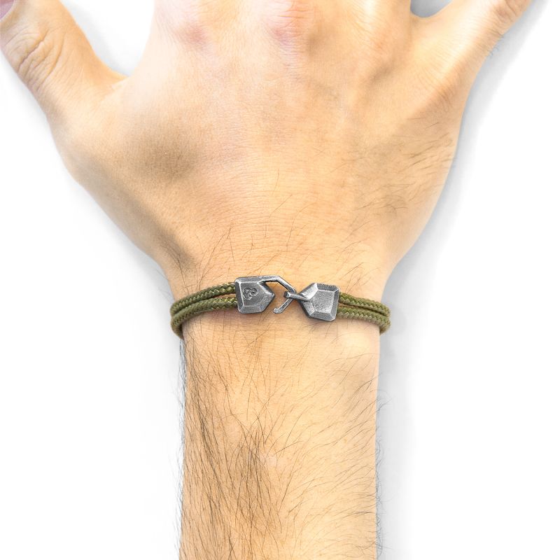 Khaki Green Cromer Silver & Rope Bracelet image