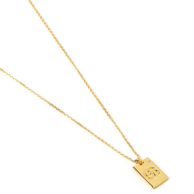 Cancer Zodiac Gold Tag Necklace image