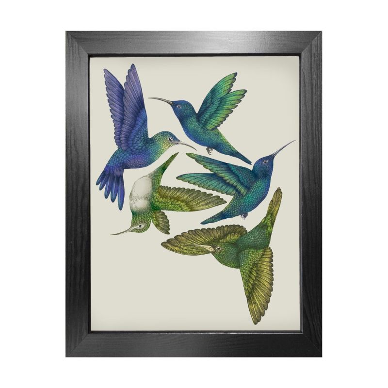 Antique Hummingbirds I Cream - Fine Art Print A4 image