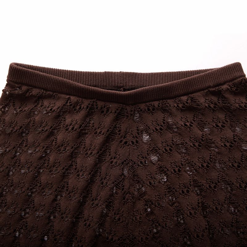 Fully Fashioning Khloe Crochet Knit Legging Short - Dark Brown image