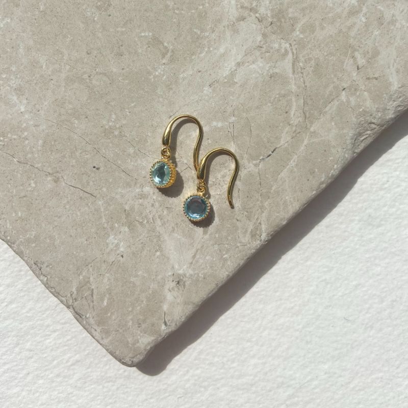 Barcelona March Birthstone Hook Earrings Blue Topaz image