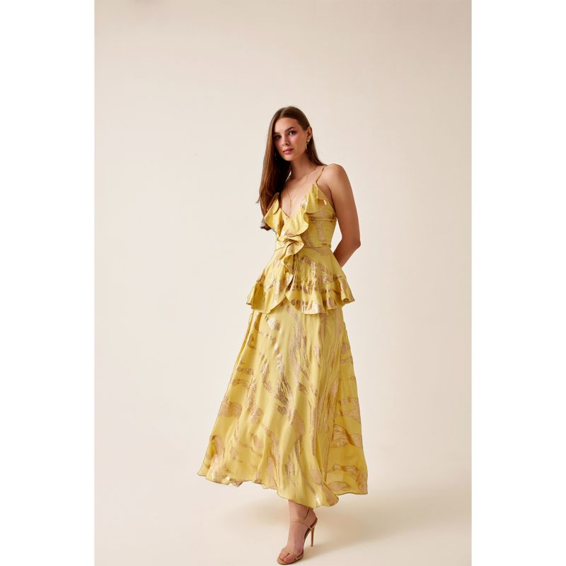 Kiara Maxi Yellow Gold Silk Summer Dress image