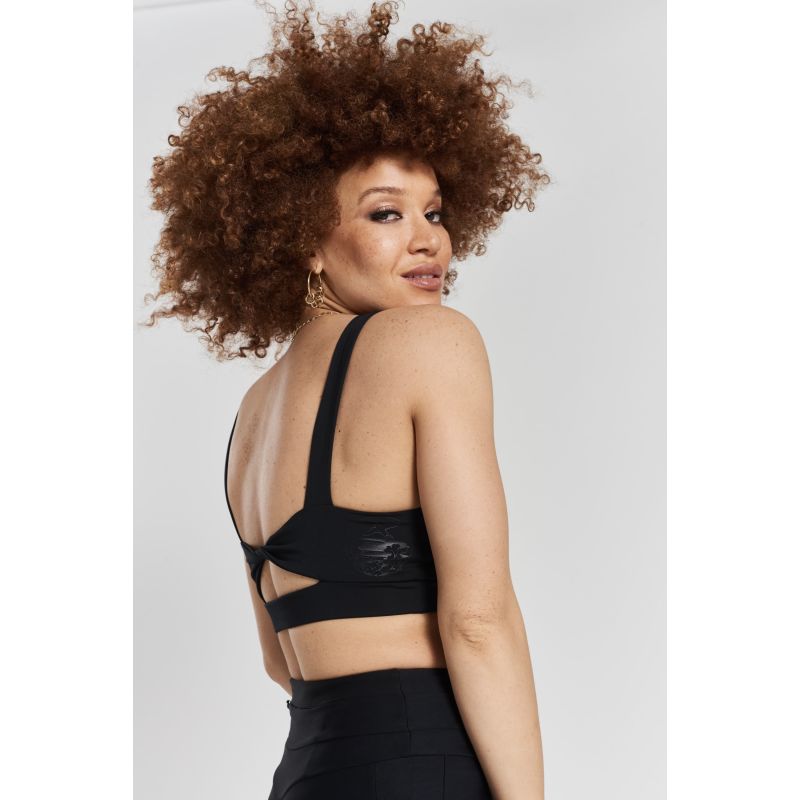 Kiku Recycled Performance Cropped Top - Volcanic Black image