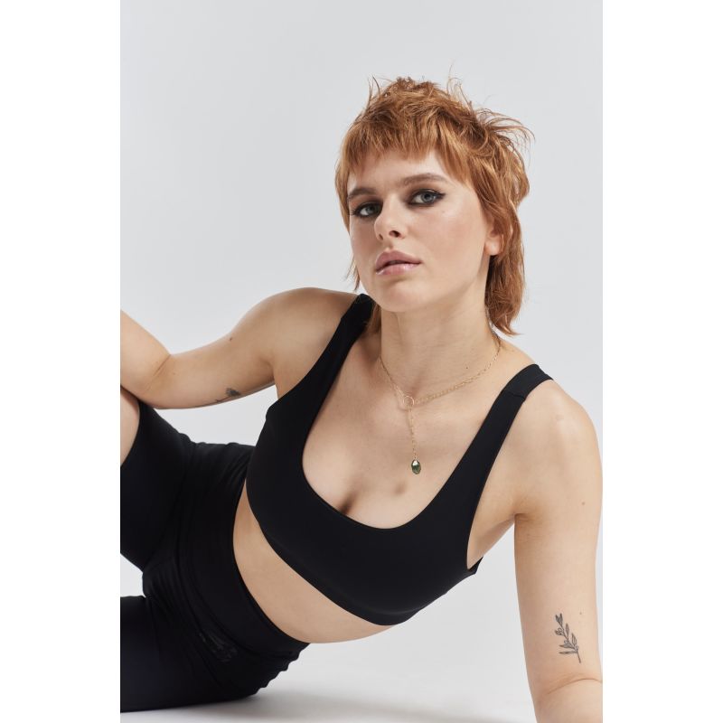 Kiku Recycled Performance Cropped Top - Volcanic Black image