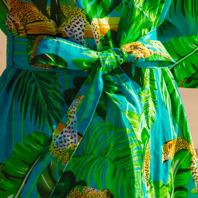 Kimono Dress Animal Print | Caribbean Leopard Cotton image