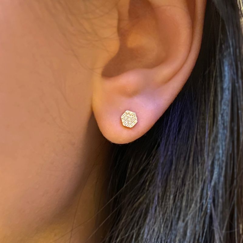 Hex Diamond Studs - Rose Gold image