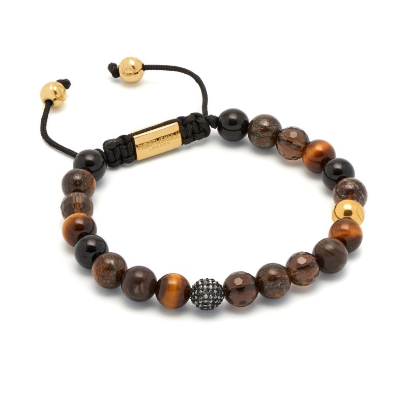 Mixed Brown Semi-Precious Stones & Black Crystal Bracelet image