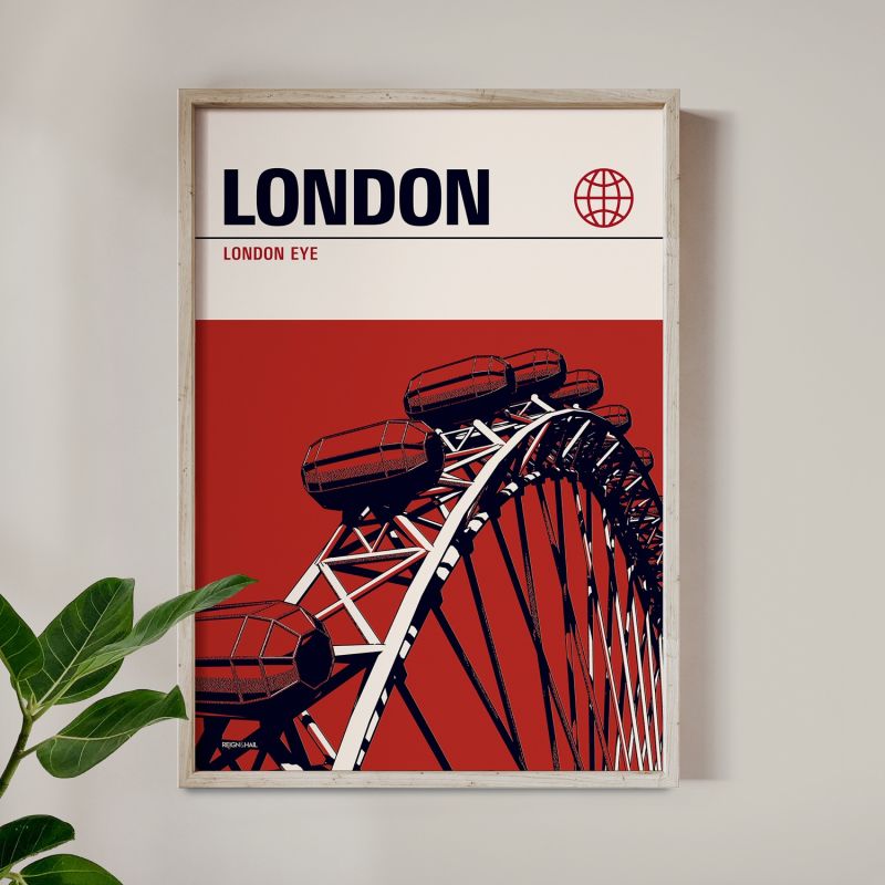 London Eye Modernist Architectural Travel Poster image