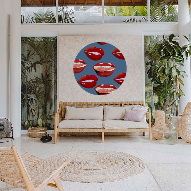 Circle Wall Sticker Blue Lips image