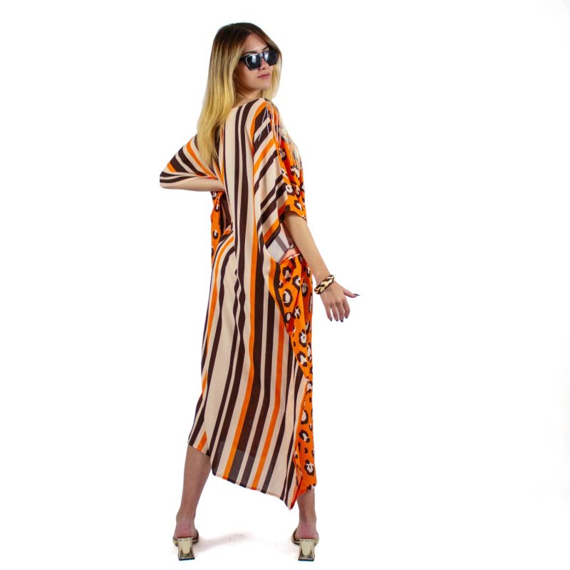 Leopard Print Viscose Kaftan With Fringe Details image