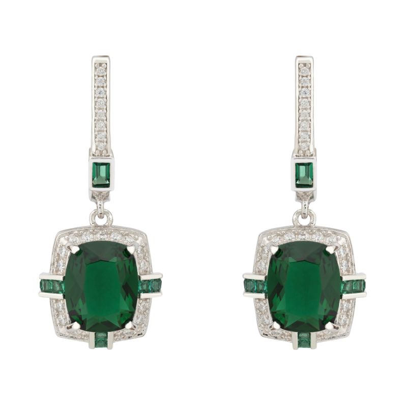 Clarence Silver Earrings Emerald image