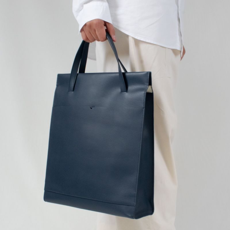 Handmade Adjustable Leather Tote Bag - Black image