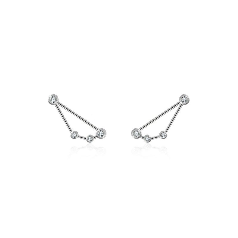 Capricorn Zodiac Constellation Earring 18K White Gold & Diamond image