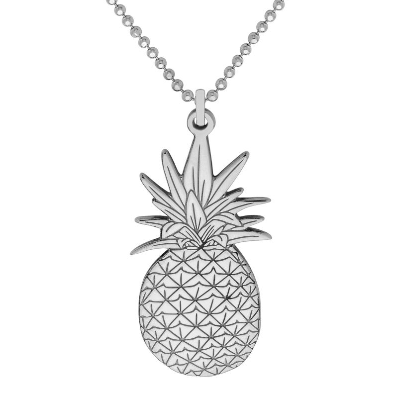 Large Silver Pineapple Pendant Necklace image