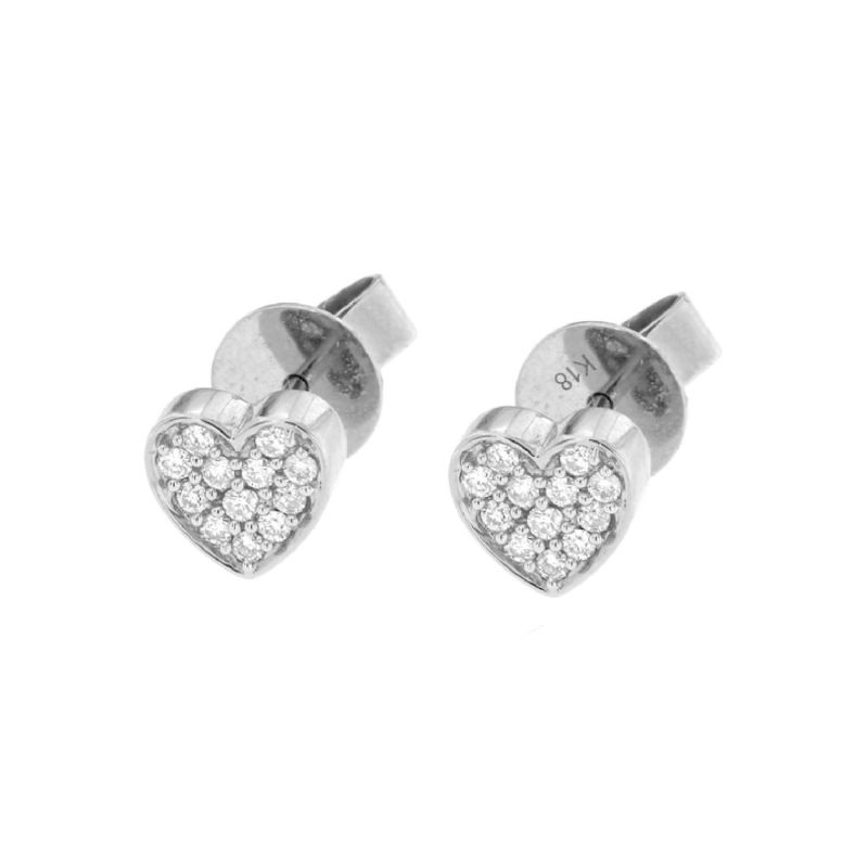 Diamond Heart Stud Earrings In 18K White Gold image