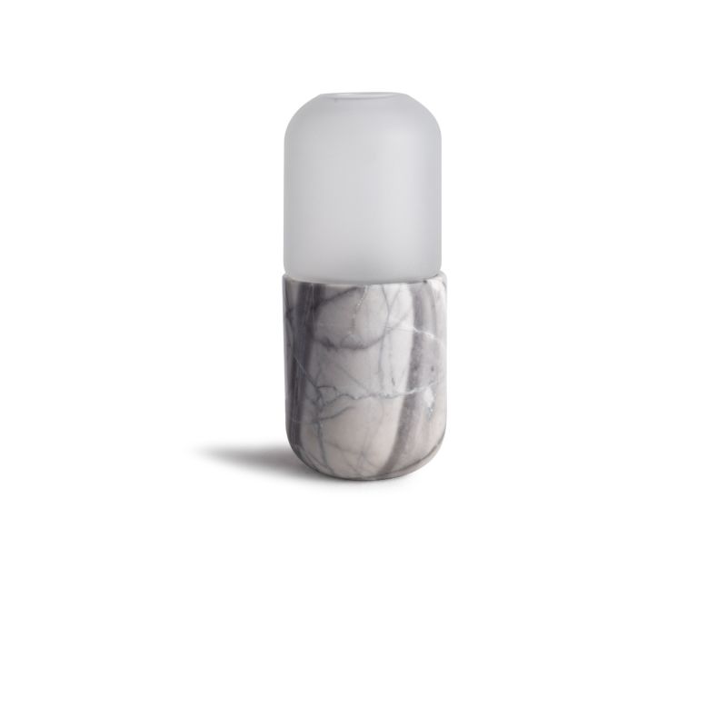 Pill Candle Holder - White Raku Marble image