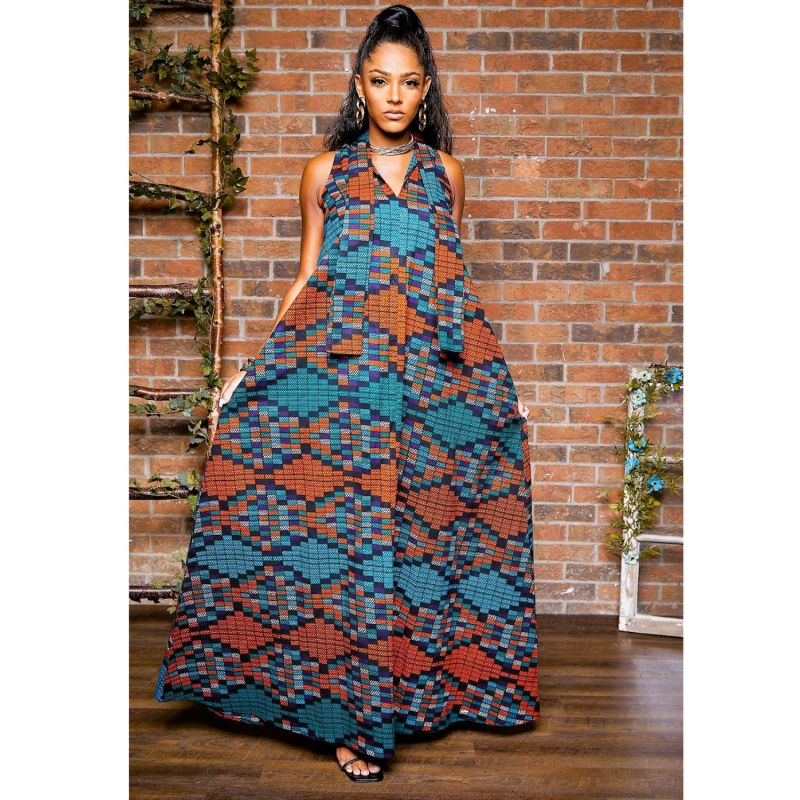 African Print Tinu Sleeveless Maxi Dress image