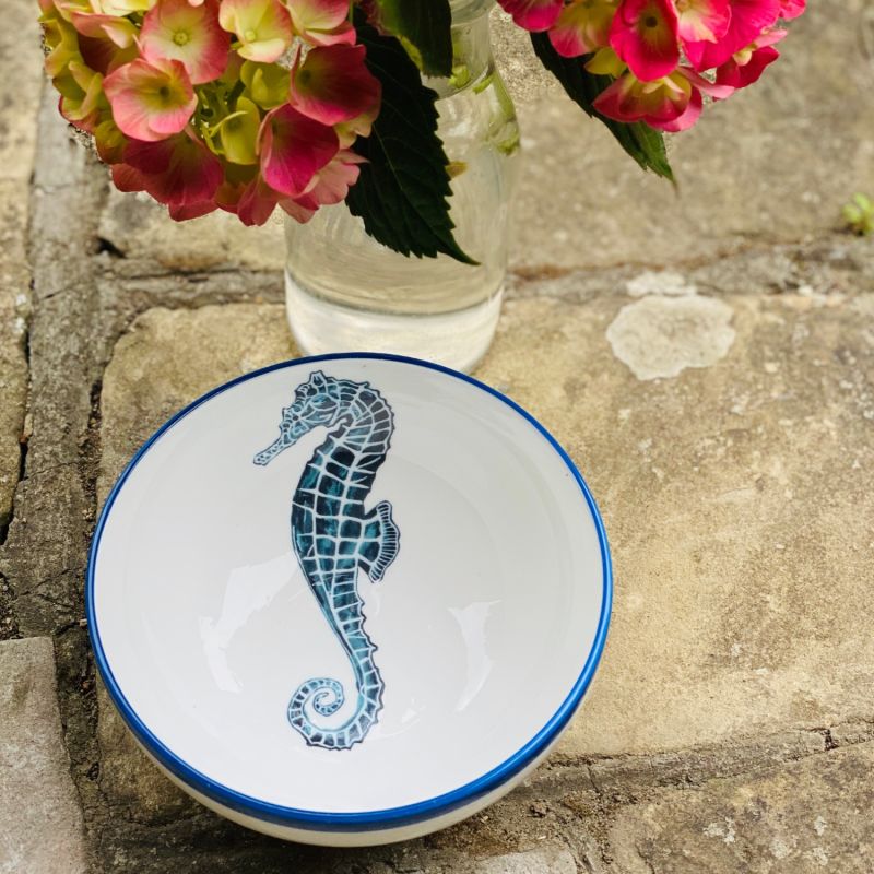 Seahorse Stirling Bowl with Blue Rim image