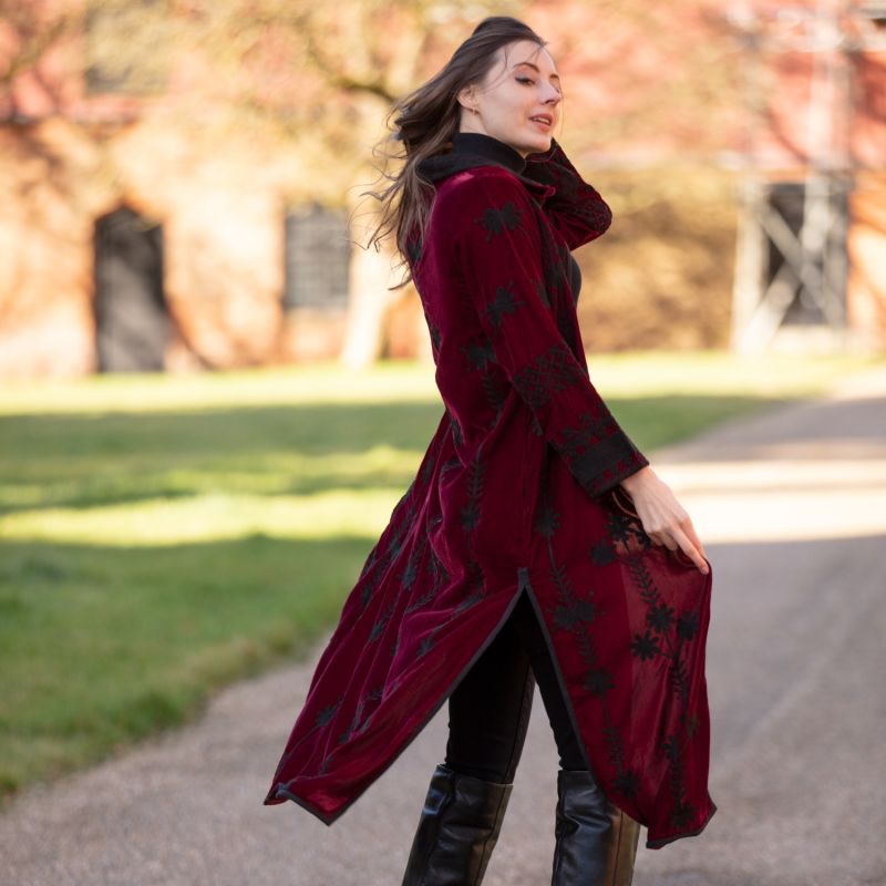 Suki Burgundy Velvet Coat Dress image