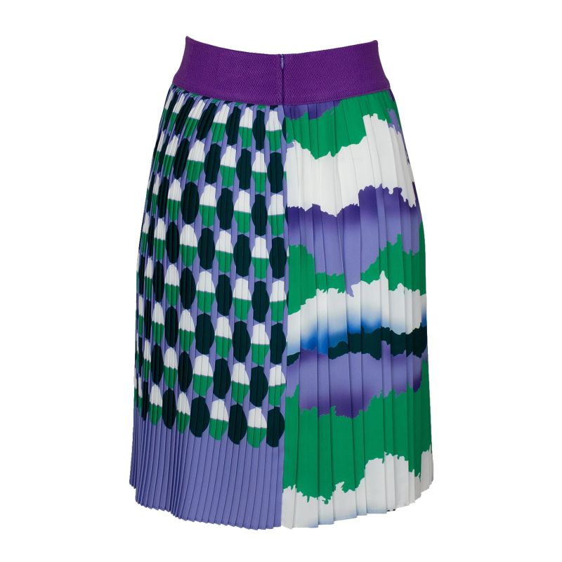 Knee-Length Pleated Skirt With Wavey & Polka Dot Print image