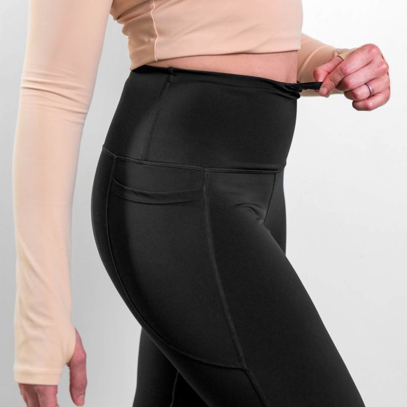 Black Knee-Padded Yoga Leggings For Gym, Pilates And Sports image