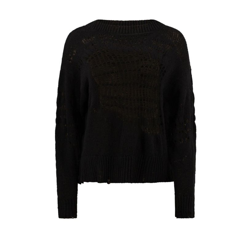 Knitted Distressed Sweater In Black image