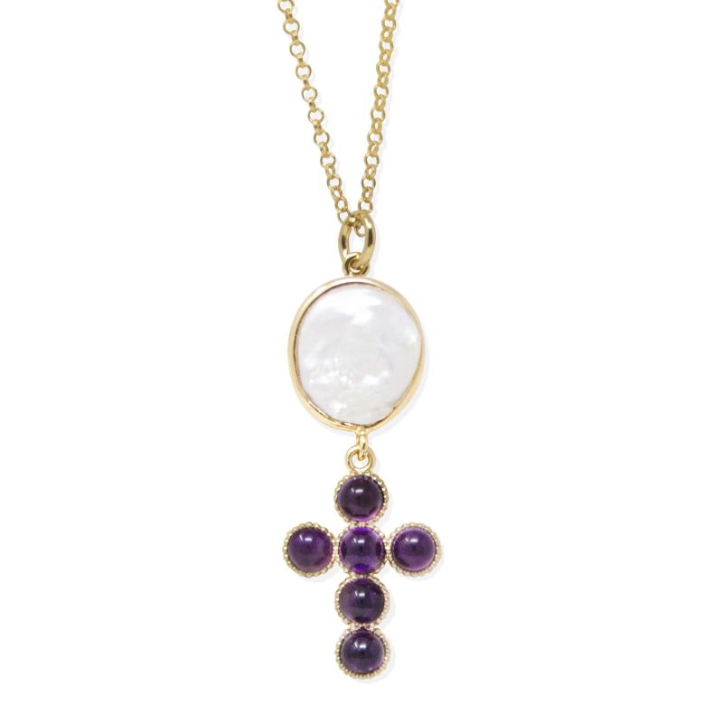 Hope Gold-Plated Amethyst Cross Necklace image