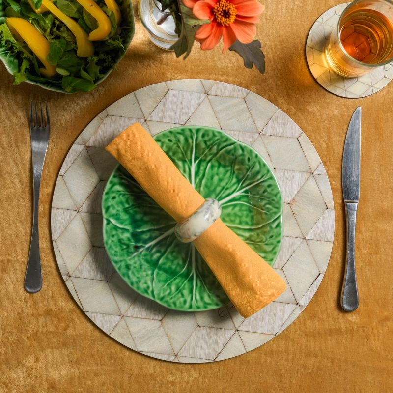 Four Round Table Mats Set. Scandinavian Style From The Waldorf Range