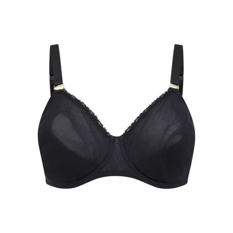 Konara Recycled-Lace Fuller-Cup Underwired Bra - Volcanic Black image