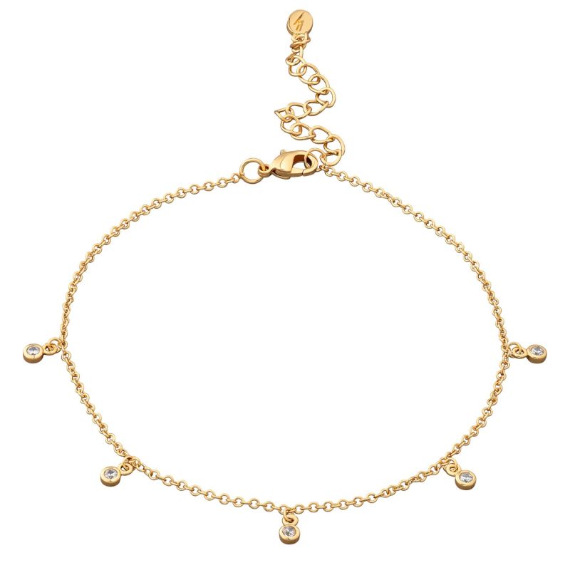 Gold Anklet With Sparkle Drops image