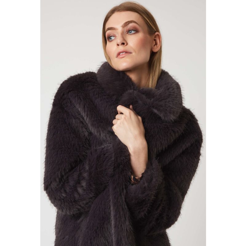 Luxury Faux Fur Coat - Grey image