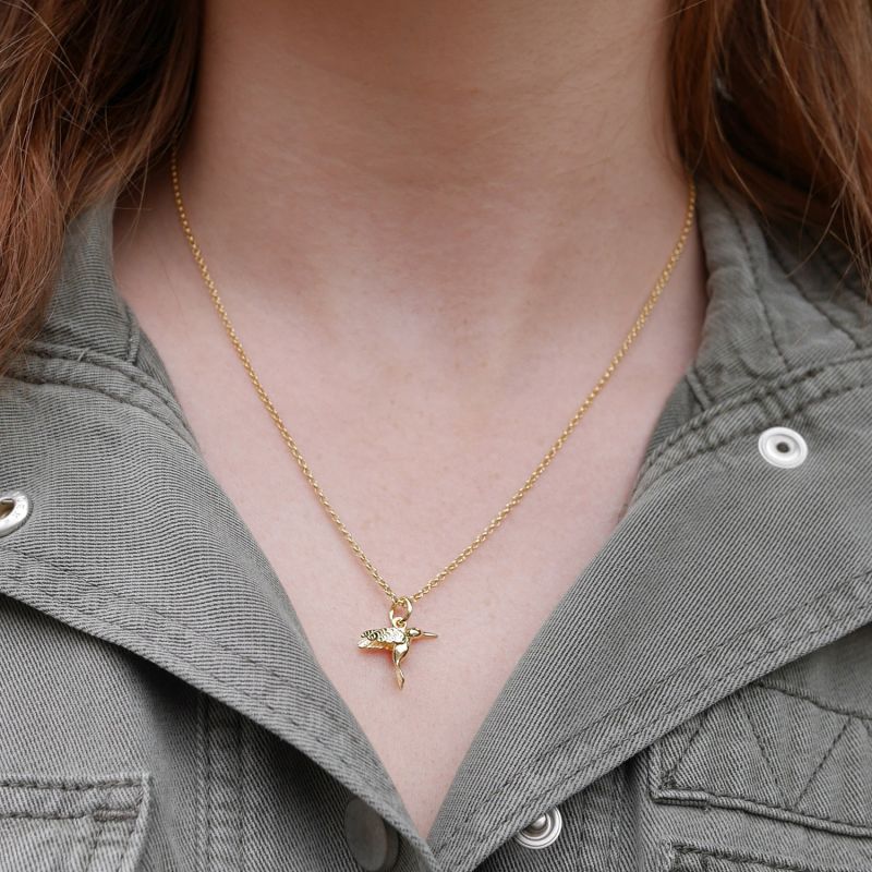 Gold Plated Hummingbird Necklace Lily Charmed Wolf Badger