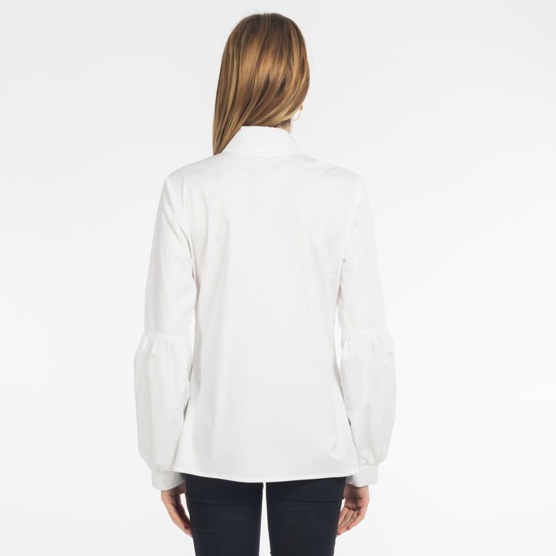 Ella White Cotton Shirt With Puffy Sleeves image