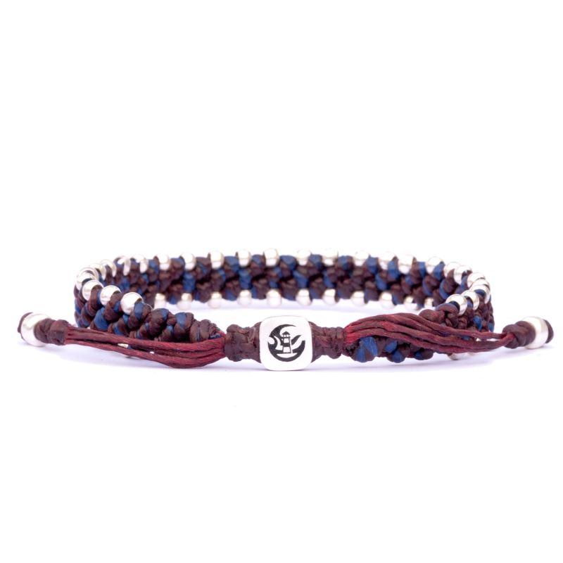 Mens Nautical Rope Bracelet In Wine Red And Blue - Multicolour image