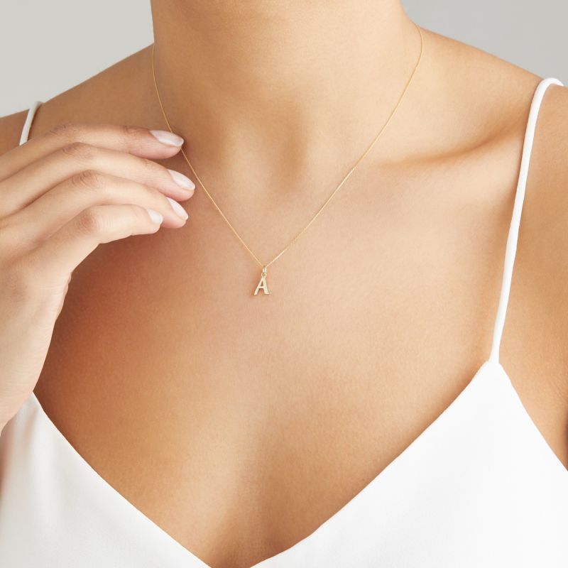 Small Solid Gold Curve Initial Letter Necklace by Lily & Roo