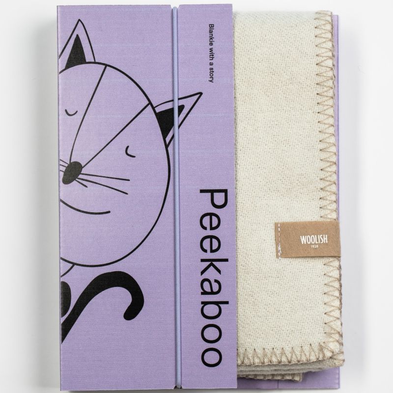 Peekaboo Kitty Merino Baby Blanket Beige image