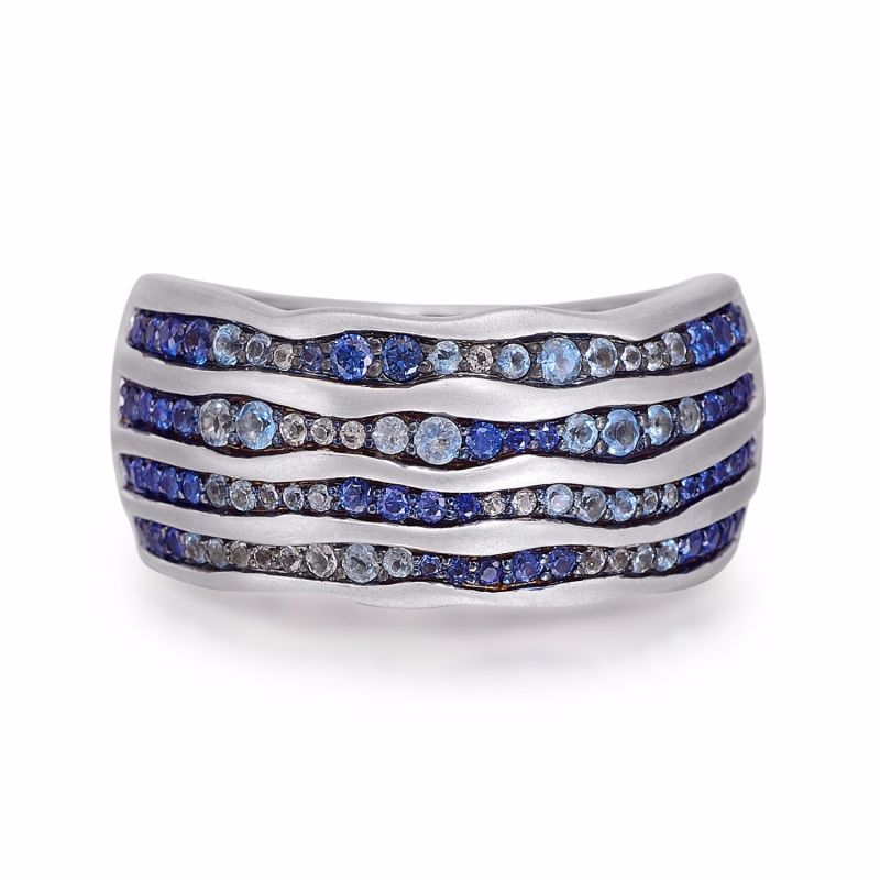 Maverick Surfer Sterling Silver Blue Sapphire & Topaz Stone Band Ring image