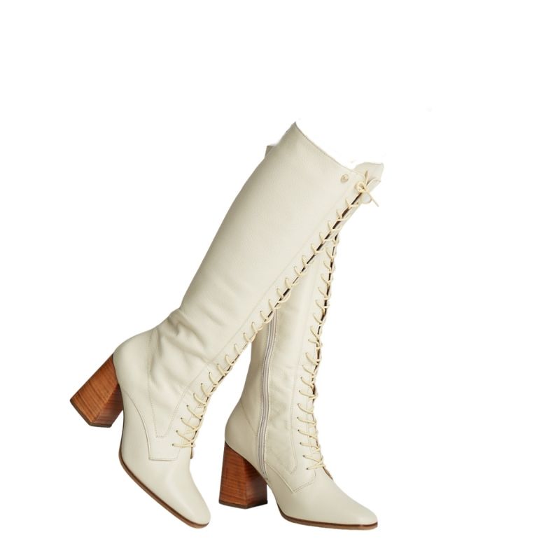 Renaissance Boots In Ivory Leather image