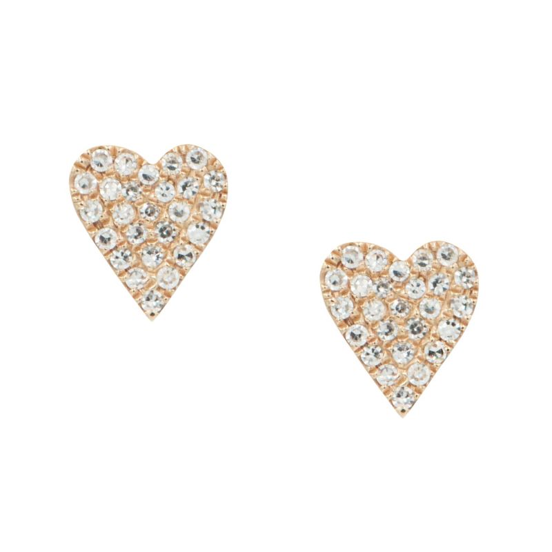 14K Rose Gold & Diamond Heart Earrings image