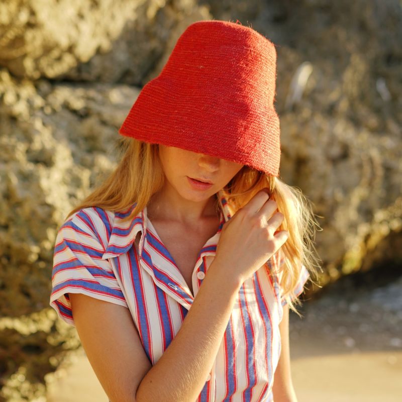 Naomi Jute Bucket Hat In Red image